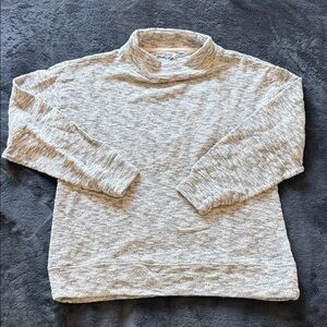 Lou & Grey Heathered Brushed Wafflestitch Mock Neck Top - XS